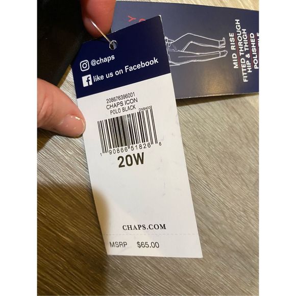 Chaps NWT Perfectly Polished Super Stretch Icon Polo Black Pants, Sz 20W, MP $65 - Picture 2 of 10